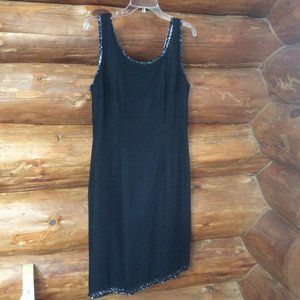 Scala Black Sleeveless Beaded Scoop Neck Cocktail Classic Party Dress Size XL